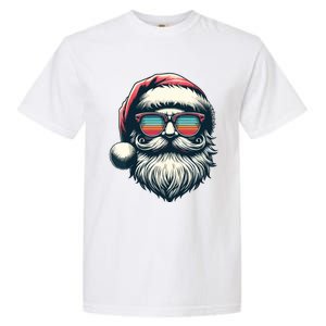 Santa Face Retro Sunglasses Christmas Xmas Women Garment-Dyed Heavyweight T-Shirt