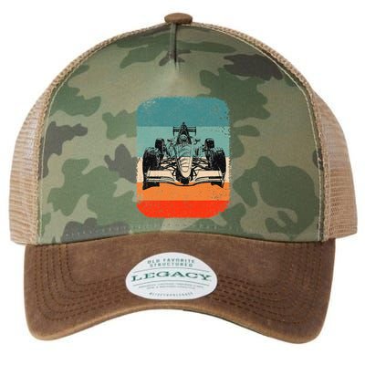 Sunset Formula Racing Race Car Silhouette Legacy Tie Dye Trucker Hat