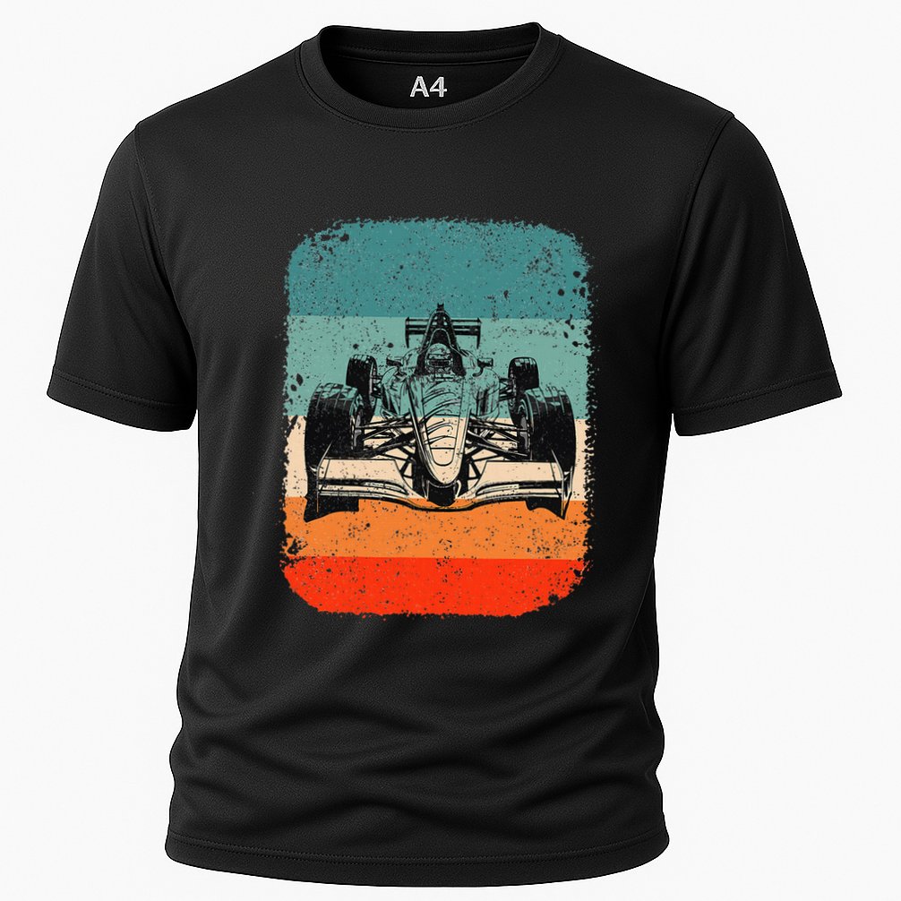 Sunset Formula Racing Race Car Silhouette Cooling Performance Crew T-Shirt