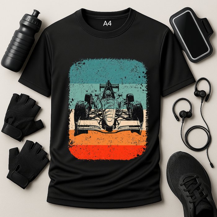 Sunset Formula Racing Race Car Silhouette Cooling Performance Crew T-Shirt