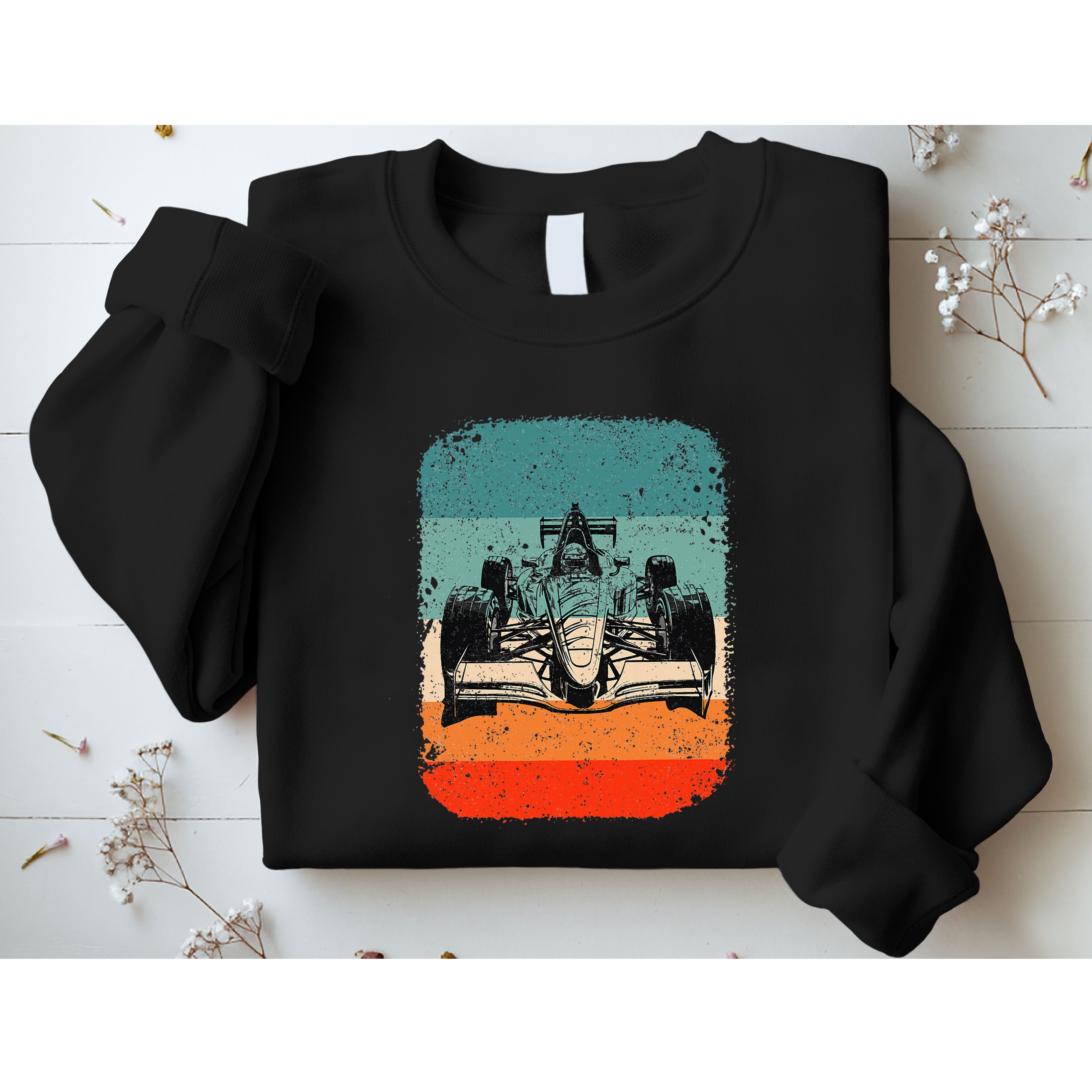 Sunset Formula Racing Race Car Silhouette Sweatshirt