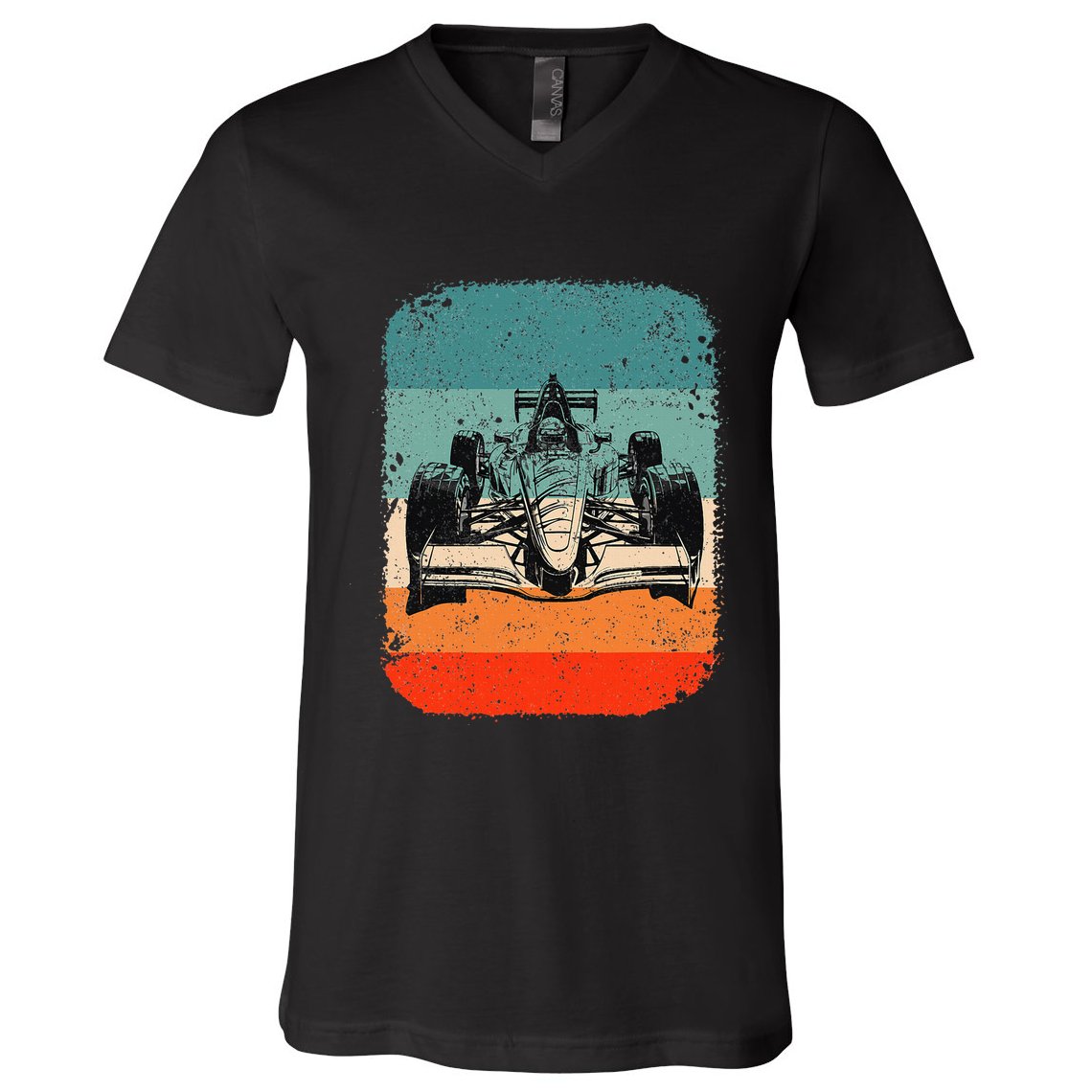 Sunset Formula Racing Race Car Silhouette V-Neck T-Shirt