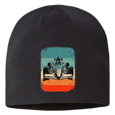 Sunset Formula Racing Race Car Silhouette Sustainable Beanie