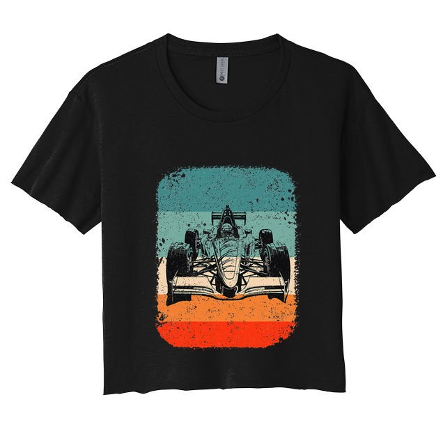 Sunset Formula Racing Race Car Silhouette Women's Crop Top Tee