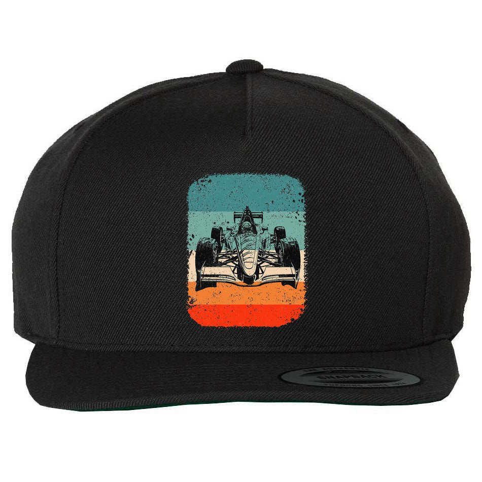 Sunset Formula Racing Race Car Silhouette Wool Snapback Cap