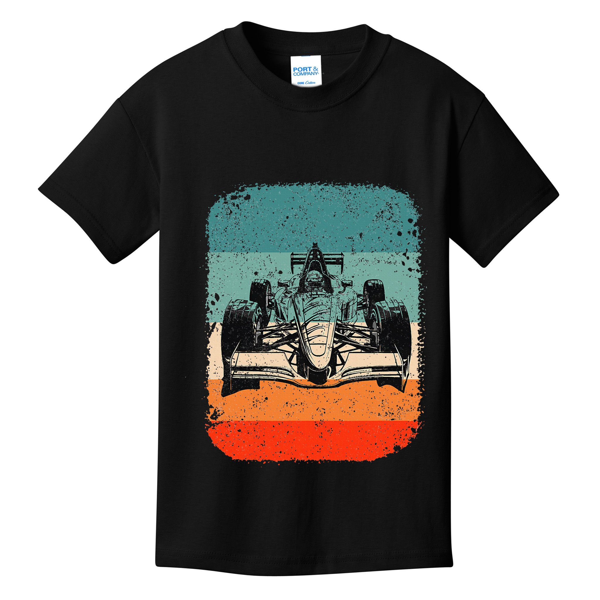 Sunset Formula Racing Race Car Silhouette Kids T-Shirt