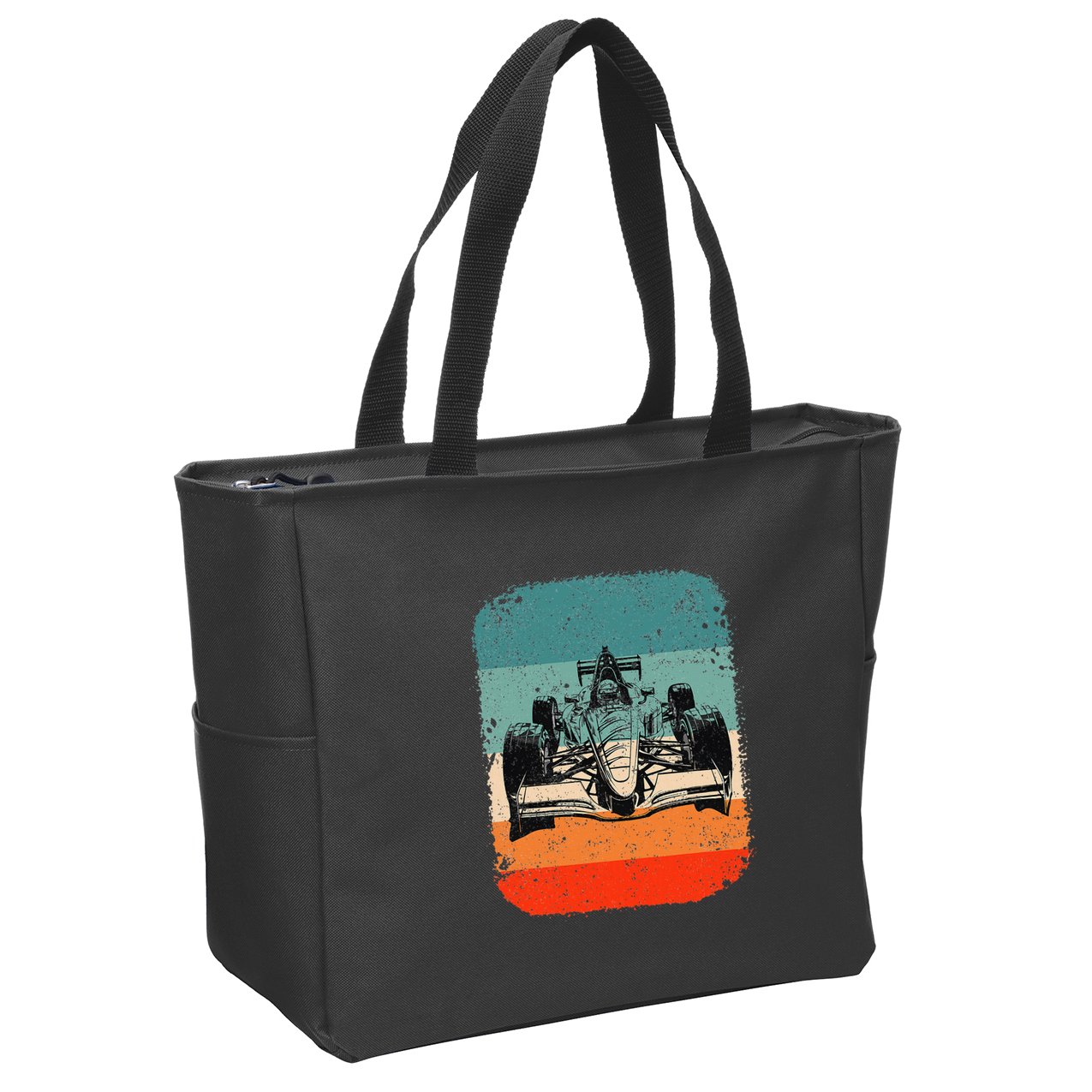 Sunset Formula Racing Race Car Silhouette Zip Tote Bag