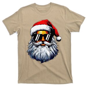 Santa Face Retro Sunglasses Christmas Xmas T-Shirt