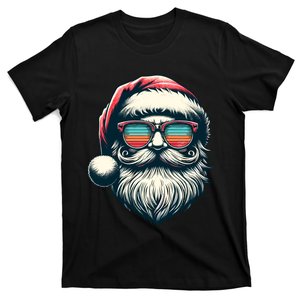 Santa Face Retro Sunglasses Christmas Xmas T-Shirt