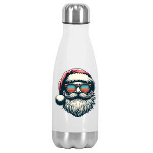 Santa Face Retro Sunglasses Christmas Xmas Stainless Steel Insulated Water Bottle