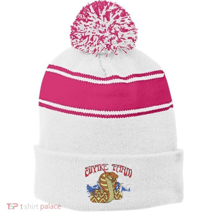 Snake Farm Rock Music Stripe Pom Pom Beanie