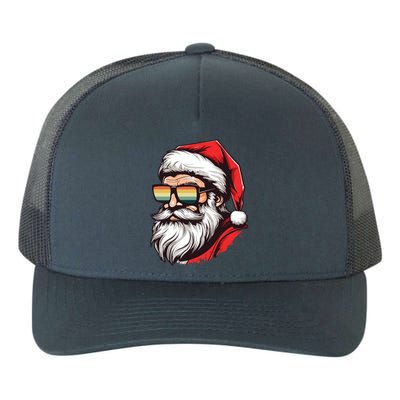 Santa Face Retro Sunglasses Christmas Xmas Gift Yupoong Adult 5-Panel Trucker Hat