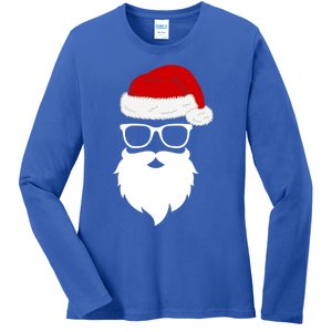 Santa Face Retro Sunglasses Christmas Xmas Gift Ladies Long Sleeve Shirt