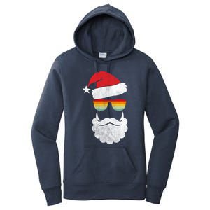 Santa Face Retro Sunglasses Christmas Xmas Gift Women's Pullover Hoodie