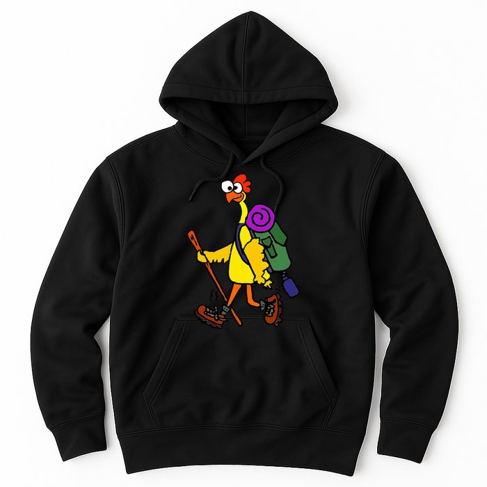 Smilealottees Funny Rubber Chicken Hiking Cartoon Hoodie