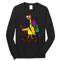 Smilealottees Funny Rubber Chicken Hiking Cartoon Long Sleeve Shirt