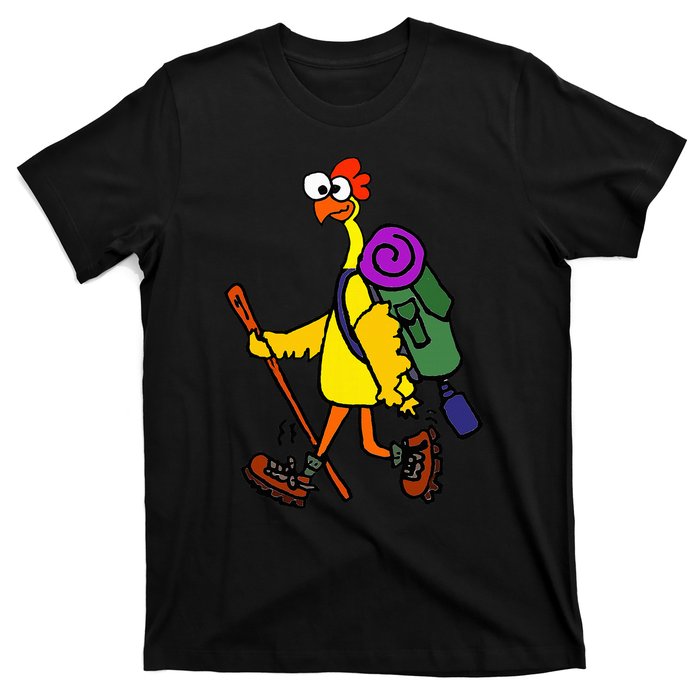 Smilealottees Funny Rubber Chicken Hiking Cartoon T-Shirt