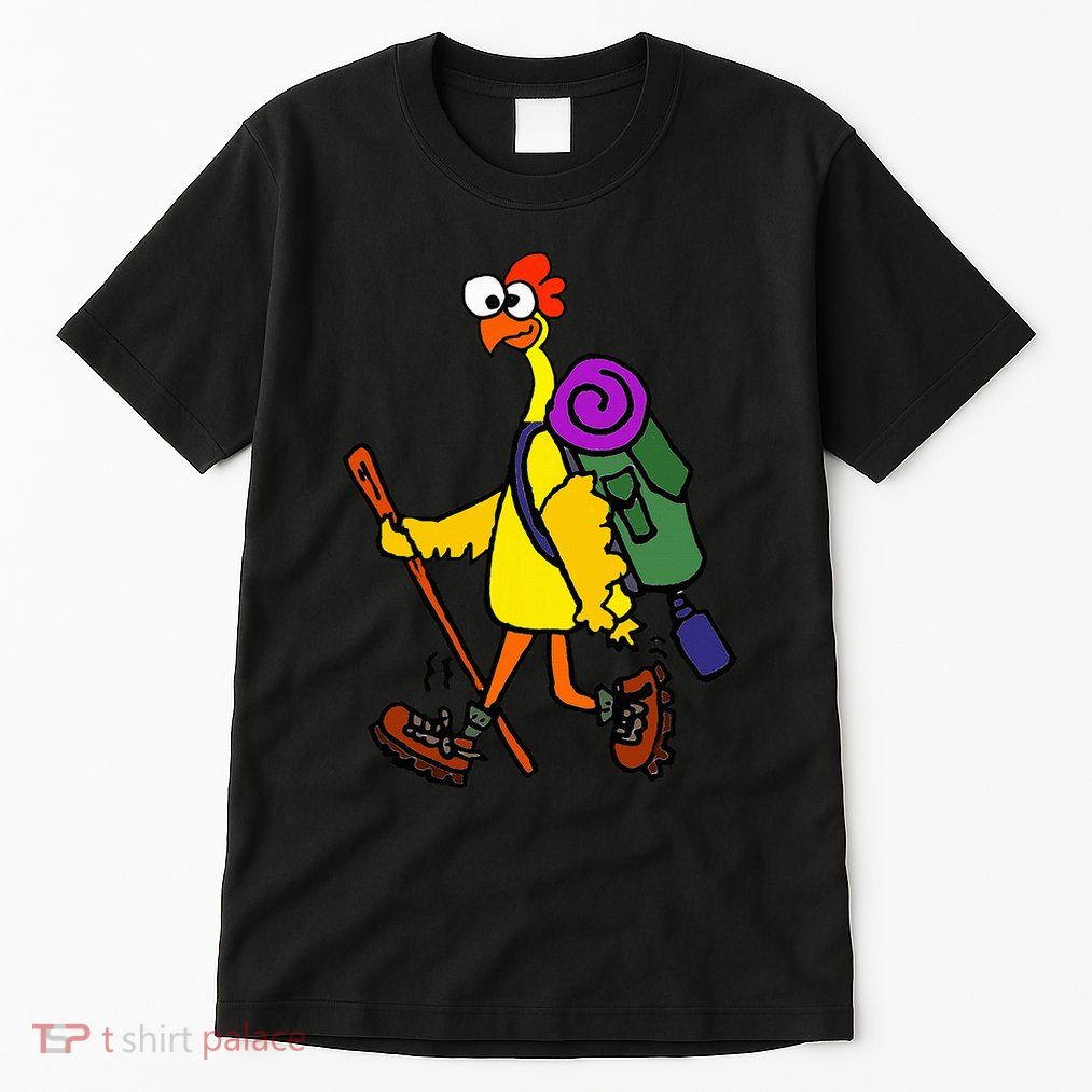 Smilealottees Funny Rubber Chicken Hiking Cartoon Tall T-Shirt
