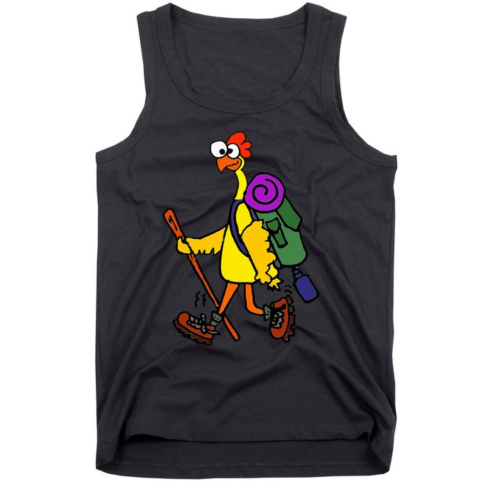 Smilealottees Funny Rubber Chicken Hiking Cartoon Tank Top