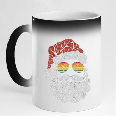 Santa Face Retro Sunglasses Christmas Xmas 11oz Black Color Changing Mug