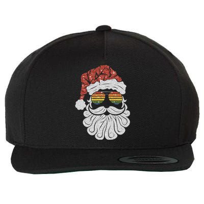 Santa Face Retro Sunglasses Christmas Xmas Wool Snapback Cap