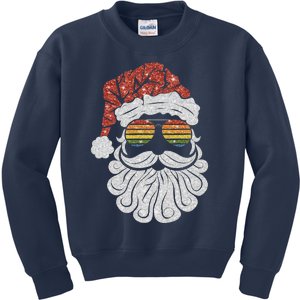 Santa Face Retro Sunglasses Christmas Xmas Kids Sweatshirt