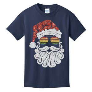 Santa Face Retro Sunglasses Christmas Xmas Kids T-Shirt