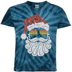 Santa Face Retro Sunglasses Christmas Xmas Kids Tie-Dye T-Shirt