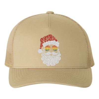 Santa Face Retro Sunglasses Christmas Xmas Yupoong Adult 5-Panel Trucker Hat