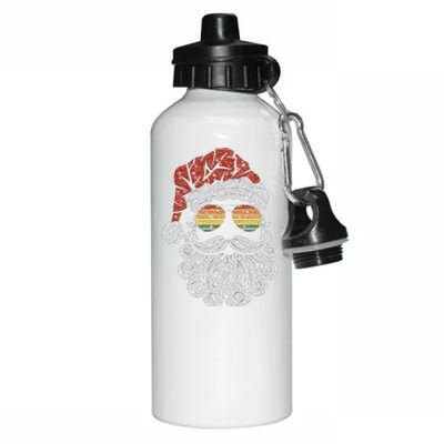 Santa Face Retro Sunglasses Christmas Xmas Aluminum Water Bottle