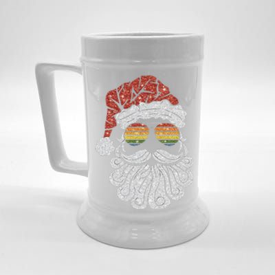 Santa Face Retro Sunglasses Christmas Xmas Beer Stein