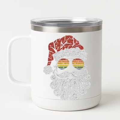 Santa Face Retro Sunglasses Christmas Xmas 12 oz Stainless Steel Tumbler Cup