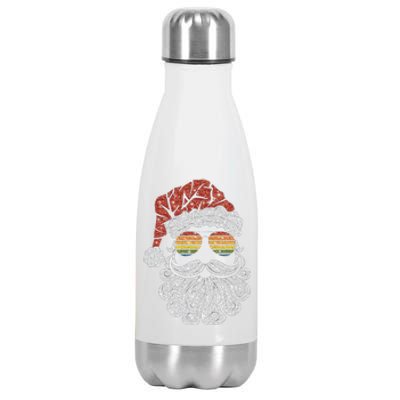 Santa Face Retro Sunglasses Christmas Xmas Stainless Steel Insulated Water Bottle