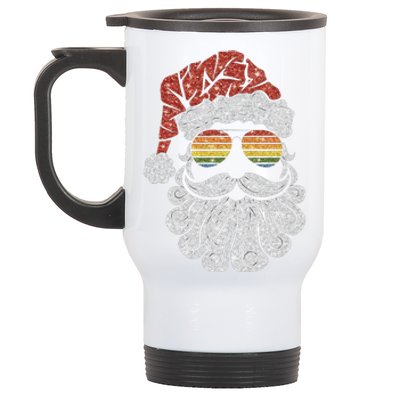 Santa Face Retro Sunglasses Christmas Xmas Stainless Steel Travel Mug