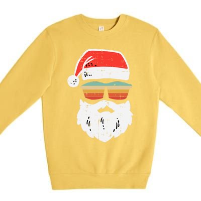 Santa Face Retro Sunglasses Christmas Xmas Gift Premium Crewneck Sweatshirt