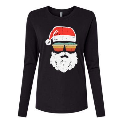 Santa Face Retro Sunglasses Christmas Xmas Gift Womens Cotton Relaxed Long Sleeve T-Shirt