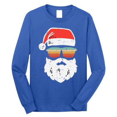 Santa Face Retro Sunglasses Christmas Xmas Gift Long Sleeve Shirt