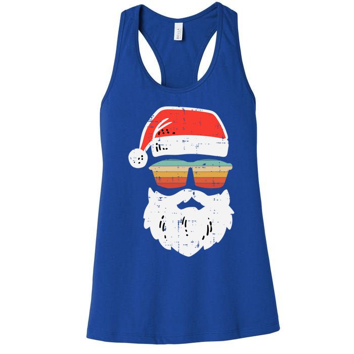 Santa Face Retro Sunglasses Christmas Xmas Gift Women's Racerback Tank