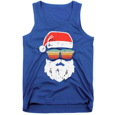 Santa Face Retro Sunglasses Christmas Xmas Gift Tank Top