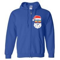 Santa Face Retro Sunglasses Christmas Xmas Gift Full Zip Hoodie