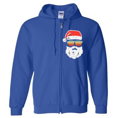 Santa Face Retro Sunglasses Christmas Xmas Gift Full Zip Hoodie