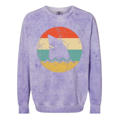 Shark Fin Retro Style Shark Colorblast Crewneck Sweatshirt