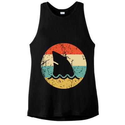 Shark Fin Retro Style Shark Ladies PosiCharge Tri-Blend Wicking Tank