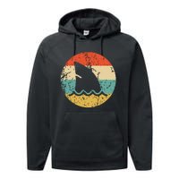 Shark Fin Retro Style Shark Performance Fleece Hoodie