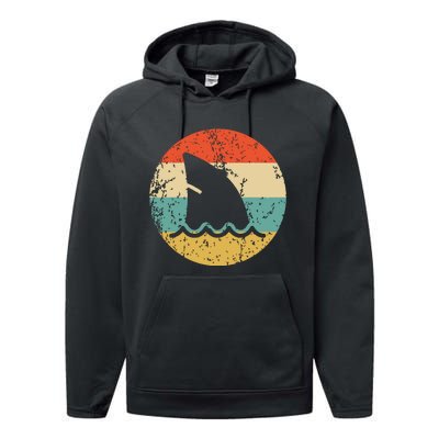 Shark Fin Retro Style Shark Performance Fleece Hoodie