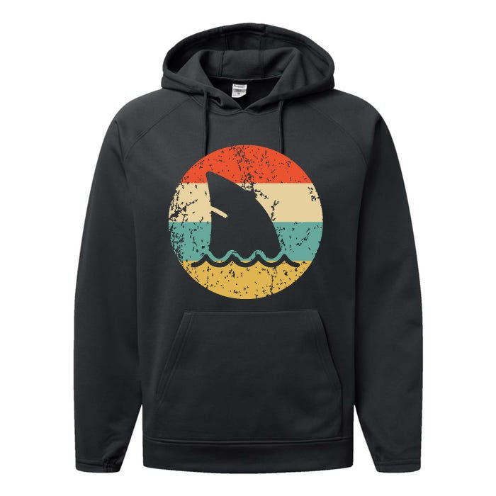 Shark Fin Retro Style Shark Performance Fleece Hoodie