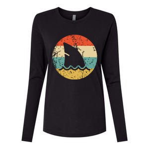 Shark Fin Retro Style Shark Womens Cotton Relaxed Long Sleeve T-Shirt