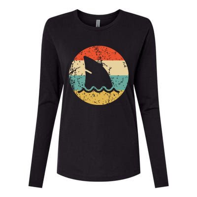 Shark Fin Retro Style Shark Womens Cotton Relaxed Long Sleeve T-Shirt