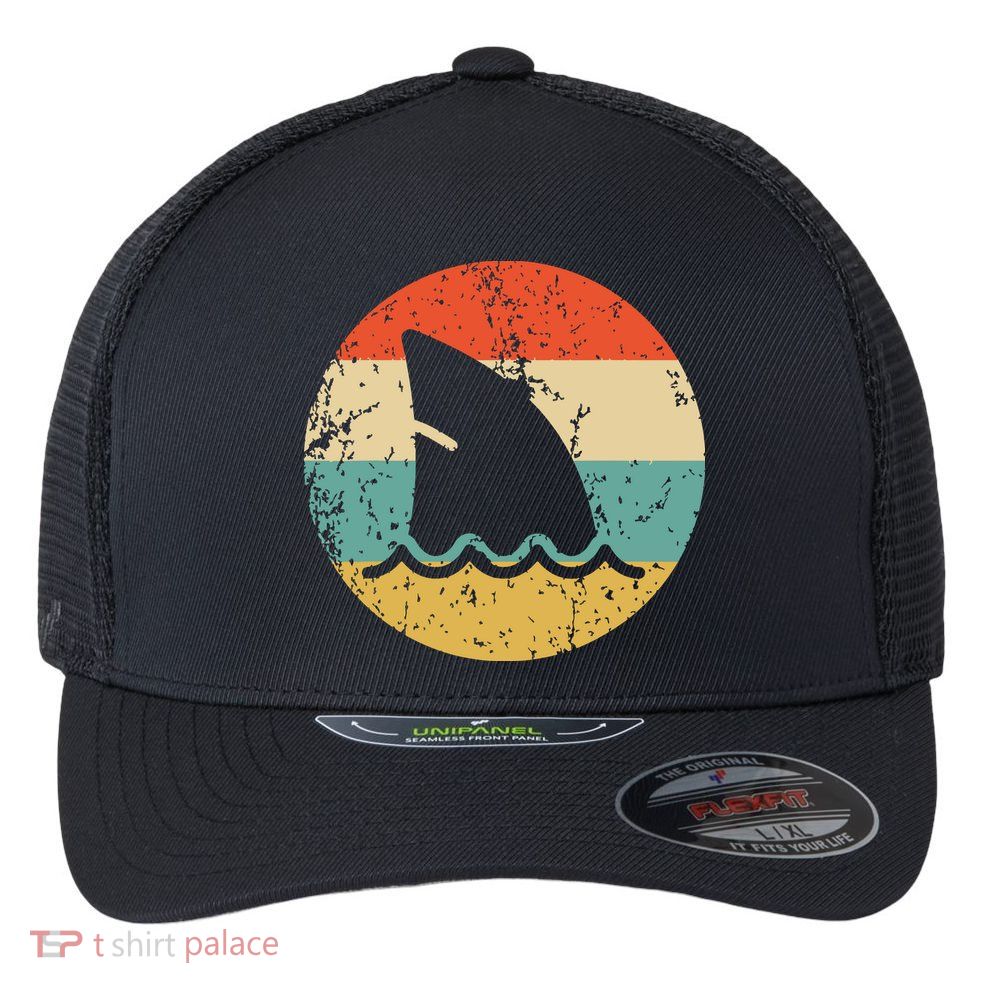 Shark Fin Retro Style Shark Flexfit Unipanel Trucker Cap