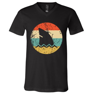 Shark Fin Retro Style Shark V-Neck T-Shirt